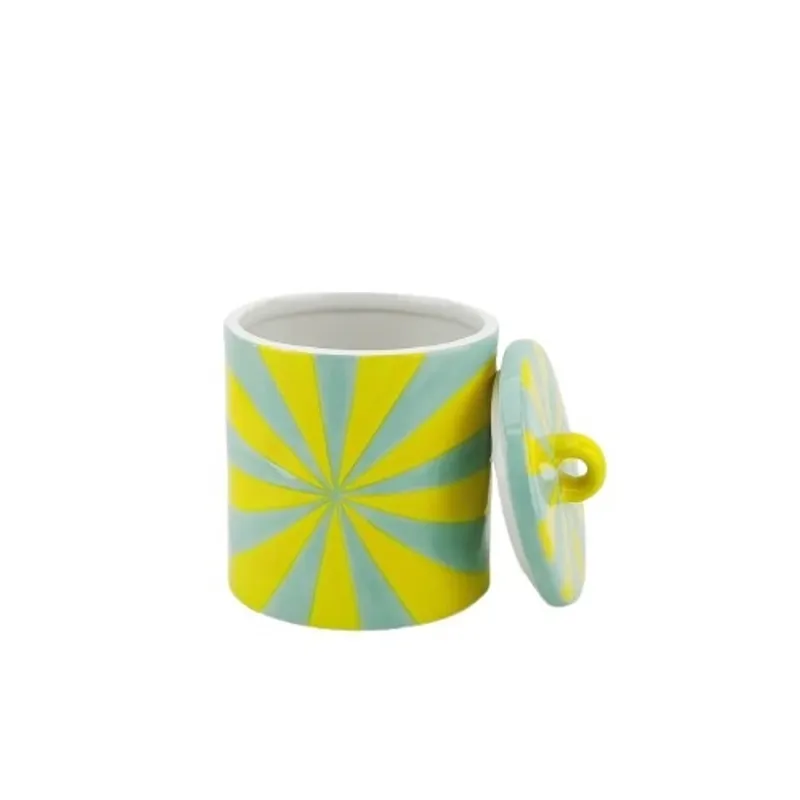 Deco Jar -Swirl - Dolomite - Yellow/Mint - 11x11x14,5cm