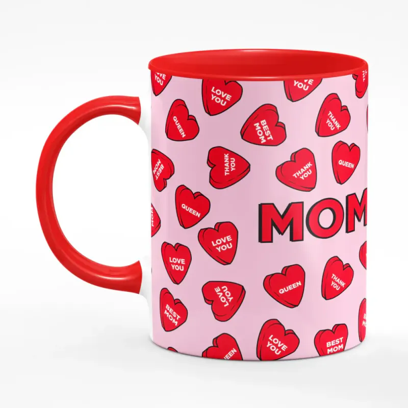 Krus «Mom» med hjerter