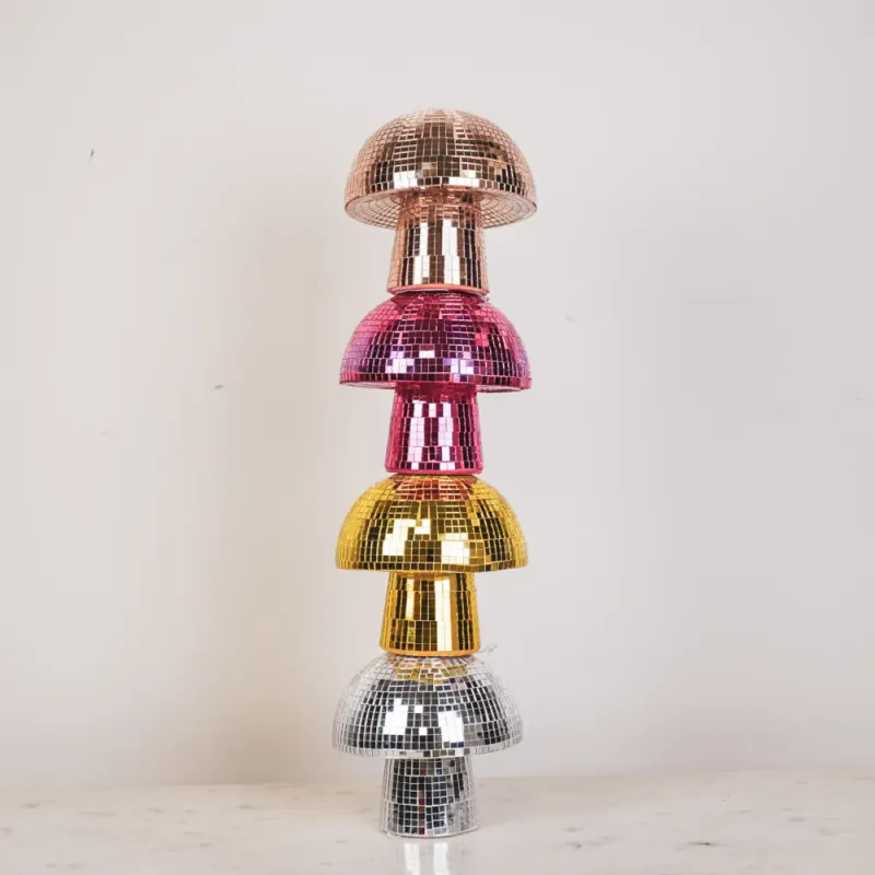 Disco -Mushroom - Glass - Gold- 14x14x14cm