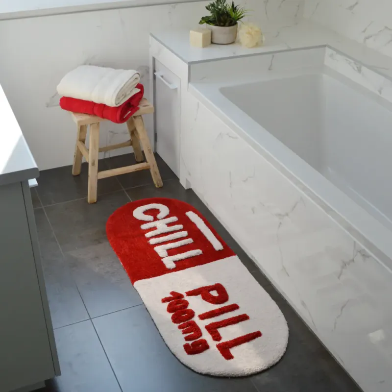 Chill Pill badematte – rød og krem