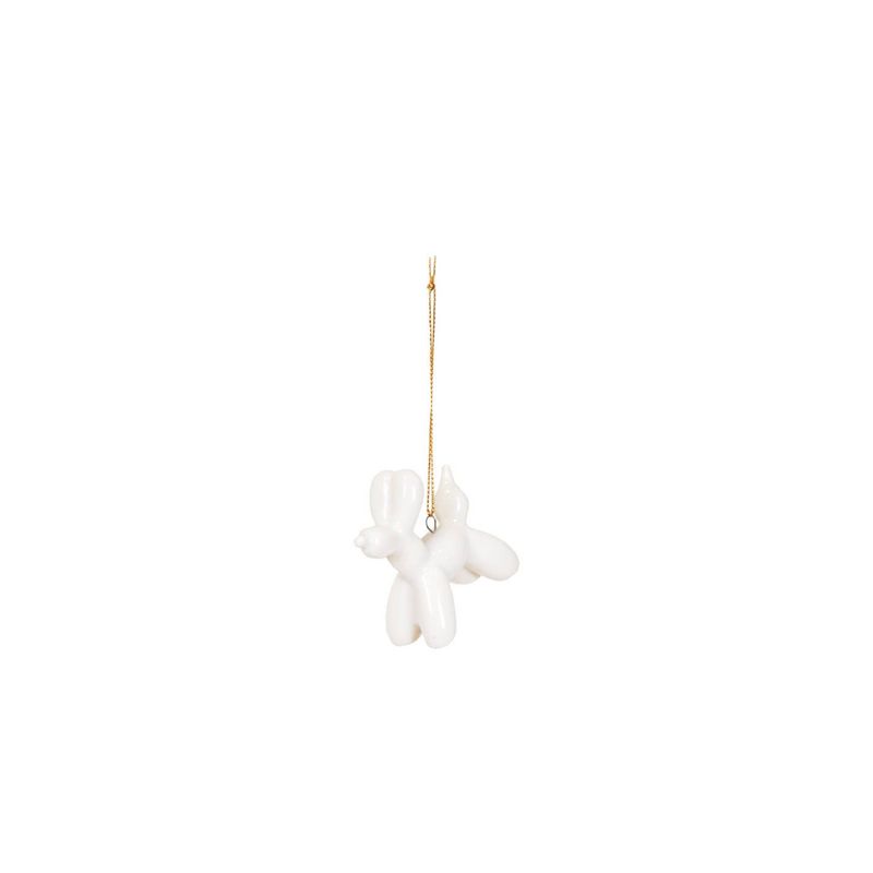 Balloon Dog Holiday Ornament 6,5x3,6,5cm White