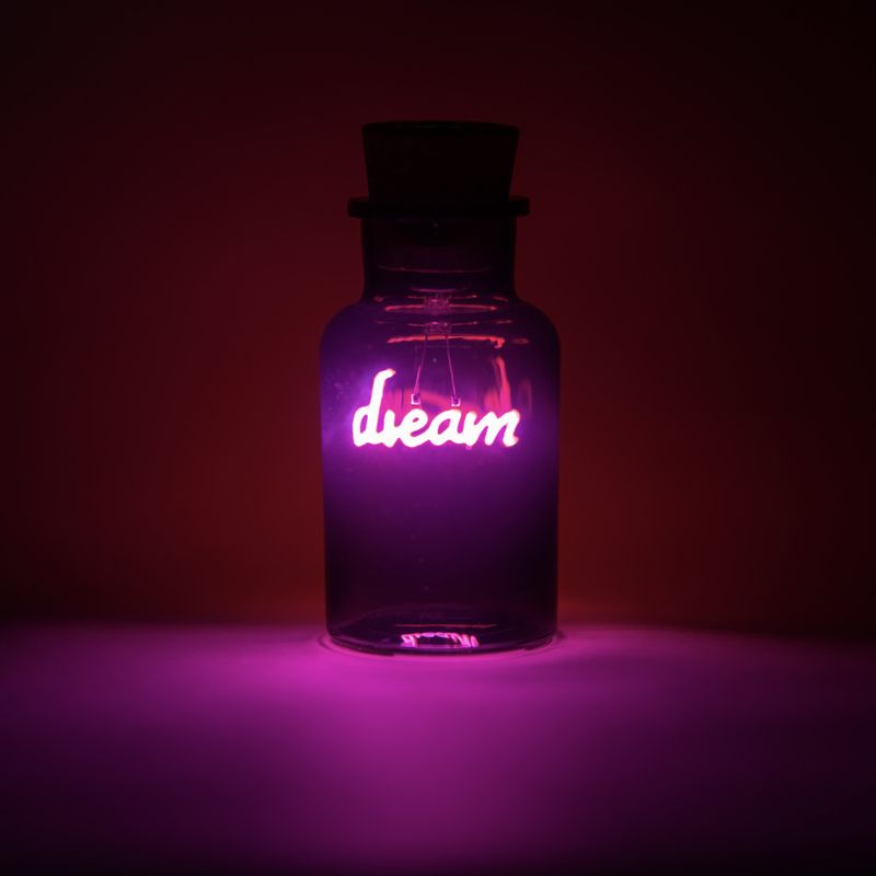 Dream Neon Light in a Glass Bottle